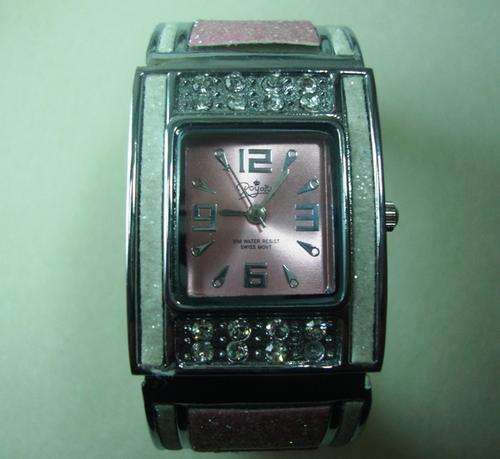 ELEGANT PINK GLITTER BANGLE WATCH