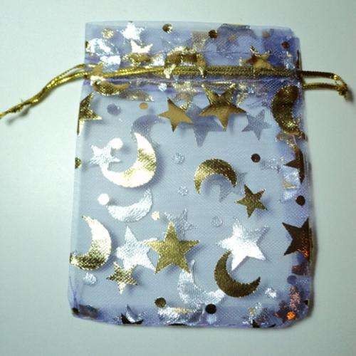 LAVENDER Organza Bags with GOLD MOON & STARS