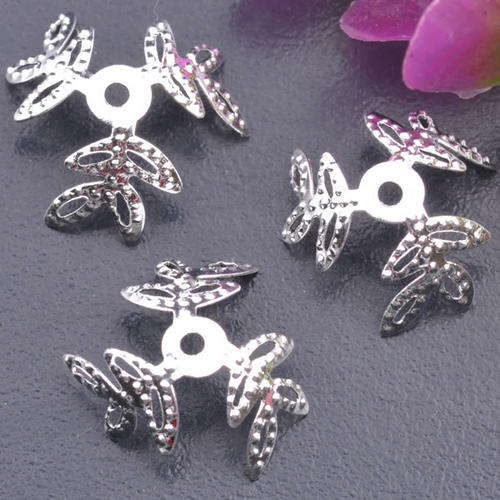 Silverplated FILLIGREE 3-LEAF Beadcaps - 13mm