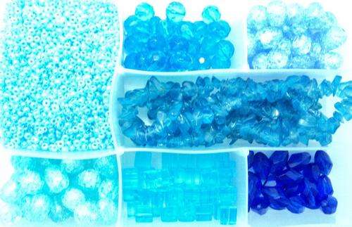 BLUE GLASS BEADING KIT with FREE Storage Container - 3400pcs