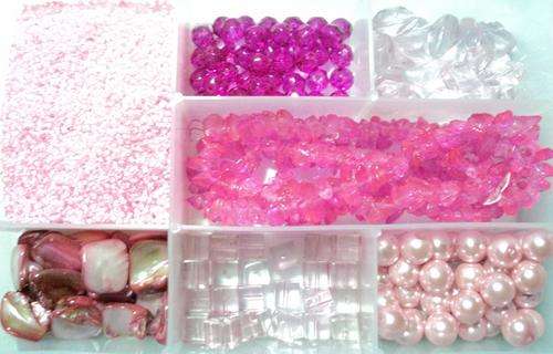 PINK GLASS BEADING KIT with FREE Storage Container - 3410pcs