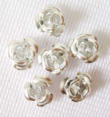 SILVER Metal Rose - 12mm