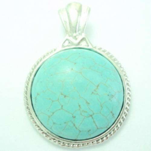 Silver & Turquoise Pendant - 44mm