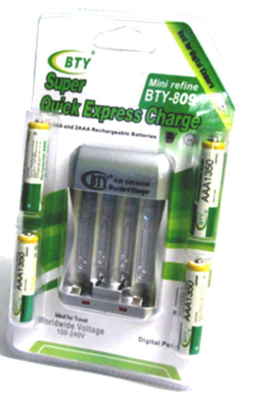BTY Charger + 4 x AAA Batteries