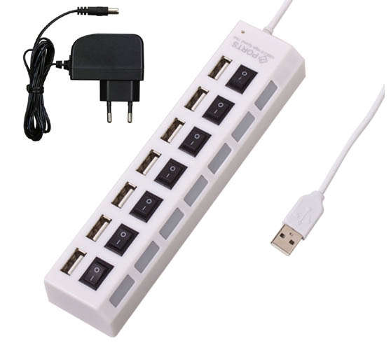 7 Port USB Hub with Power Adapter