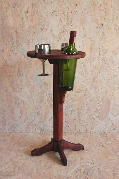 Picnic Table with Spike + Foot-Piece Combo - Outdoor/Indoor - Holds a bottle of wine and two glasses
