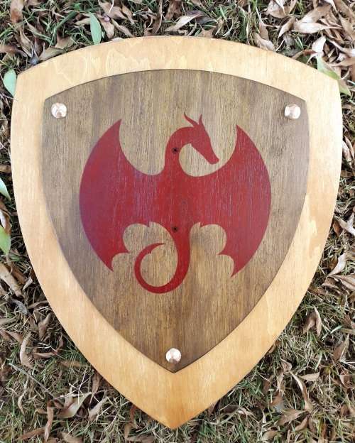 Wooden Medieval Knights Dragon Shield and Sword set