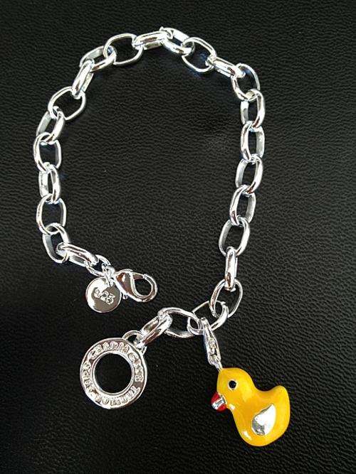 Designer's Silver Bracelet with a Duckie Charm*imported