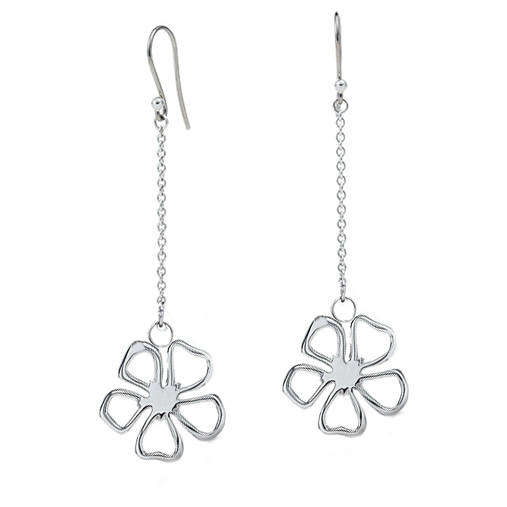 Designer's Silver Flower Drop Earrings *imported