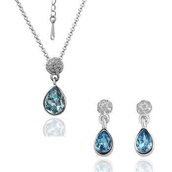 Designer's Crystal Drops Gold Plated Necklace with Earrings set  *imported