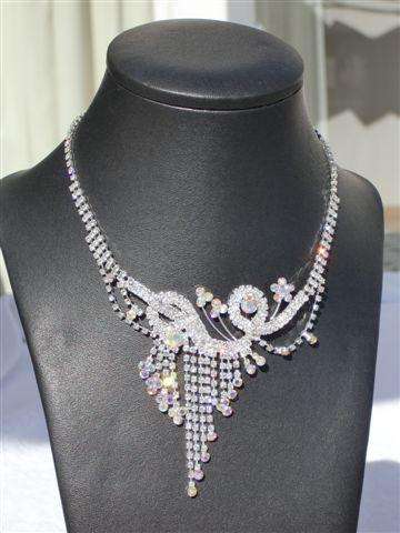 Wedding Bridal Crystal Diamante Necklace Earrings Set