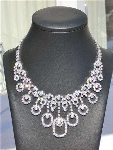 Wedding Bridal Crystal Diamante Necklace Earrings Set