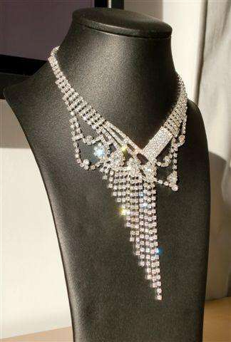 Wedding Bridal Crystal Diamante Necklace Earrings Set