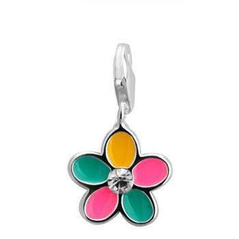 Designer's Silver Sumer Flower and Crystal Charm*imported