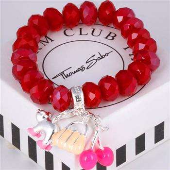 Tomas Silver and Ruby Crystal bracelet with 3 Special Charms *imported