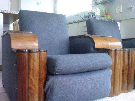 2 Newly Upholstered Art Deco Arm Chairs