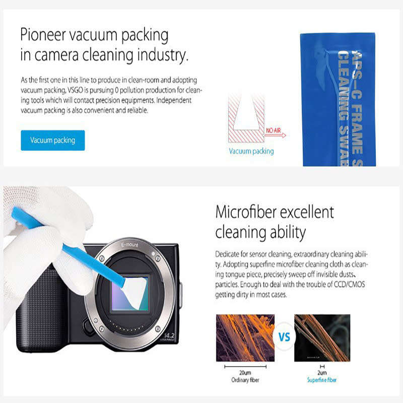 VSGO APS-C Frame (CCD/CMOS) Digital Camera Sensor Cleaning Swab Kit
