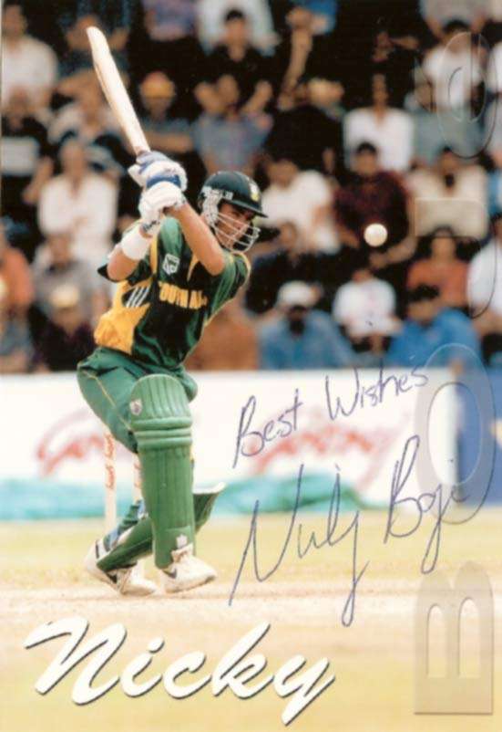 ***NICKY BOJE*** South African Cricketer -- Original Signed Photograph