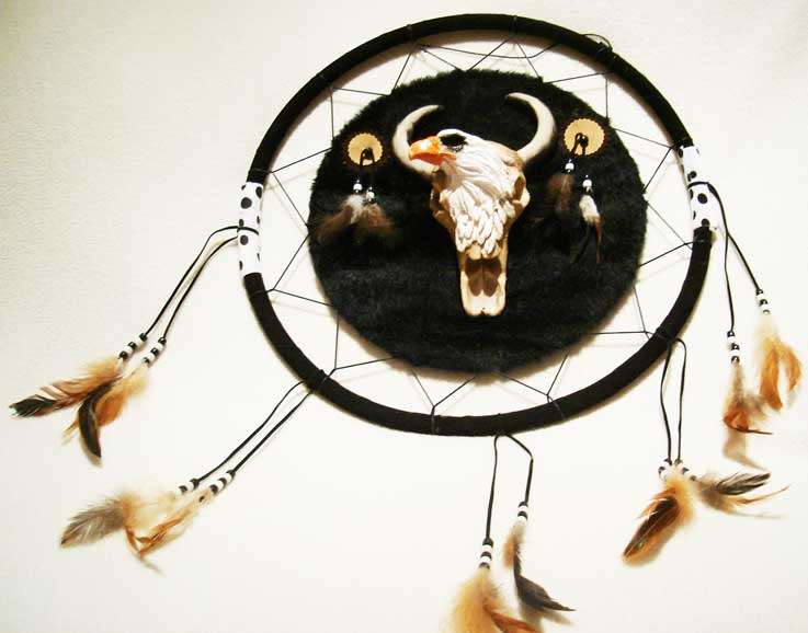 OJIBWE DREAMCATCHER  (Eagle)  45cm Diameter
