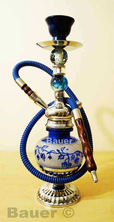 Blue 1 Pipe Rotating Hookah 38cm