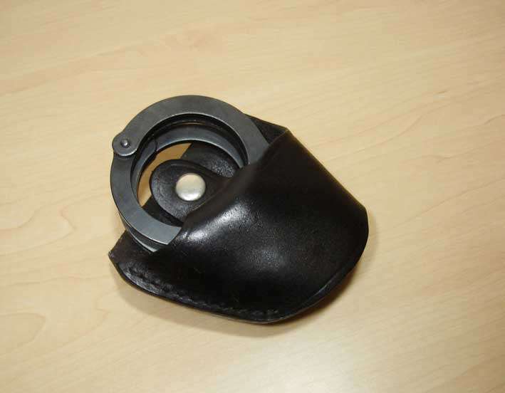 Genuine SAP issue handcuffs with 100% leather pouch