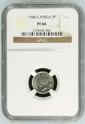 *** 1948 - UNION OF SA 3 PENCE - NGC GRADED PF66 - ONLY 1120 MINTED ***