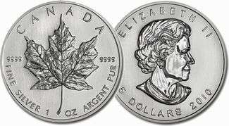 2010 1 Oz .999 Pure Silver Canadian Maple Leaf