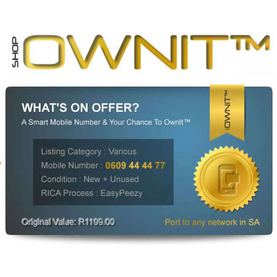 Smart Mobile Number - 0609 44 44 77 - Worth R1 199.00
