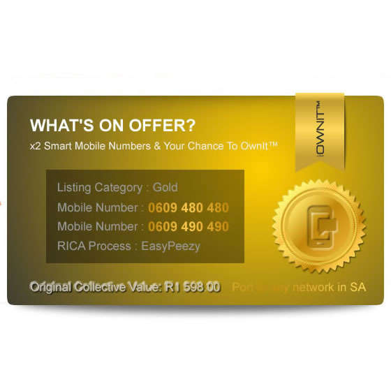 x2 Smart Mobile Numbers - 0609 480 480 + 0609 490 490 - Worth R1 598.00