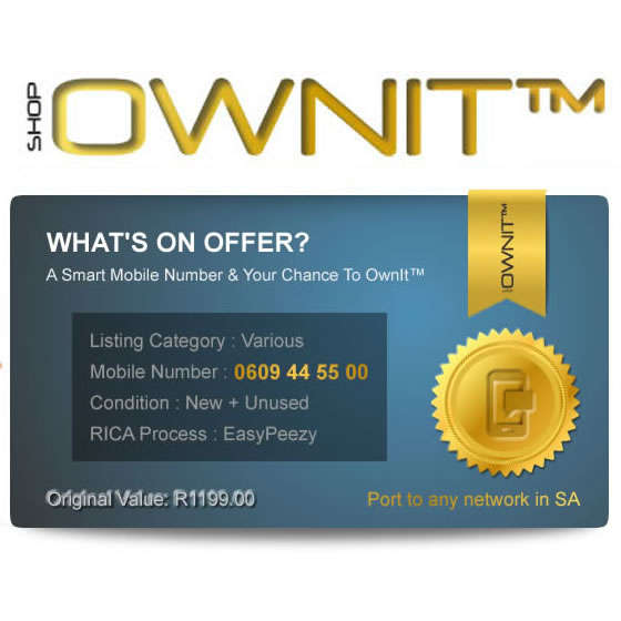 Smart Mobile Number - 0609 44 55 00 - Worth R1 199.00