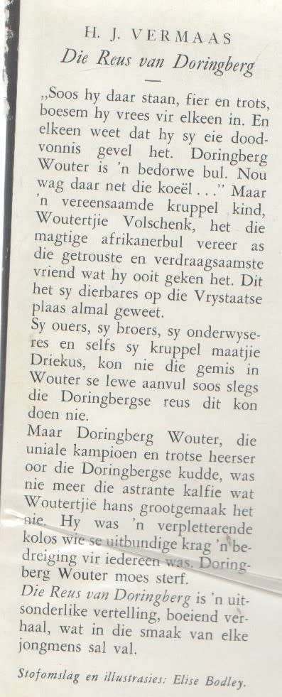 DIE REUS VAN DORINGBERG - H J VERMAAS (4 DE DRUK 1960)