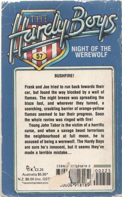 THE HARDY BOYS, NIGHT OF THE WEREWOLF - FRANKLIN W DIXON (NO 57 -1989)