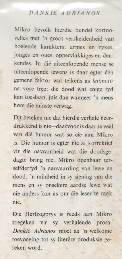 DANKIE ADRIANOS - MIKRO (SES KORT NOVELLES - 1965)