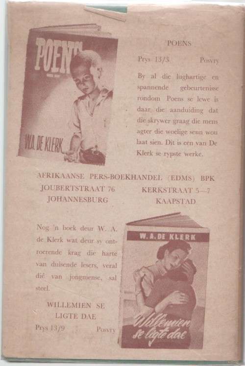 TASAL VAN DIE GRASVLAKTES - A A J VAN NIEKERK (APB - 1958)