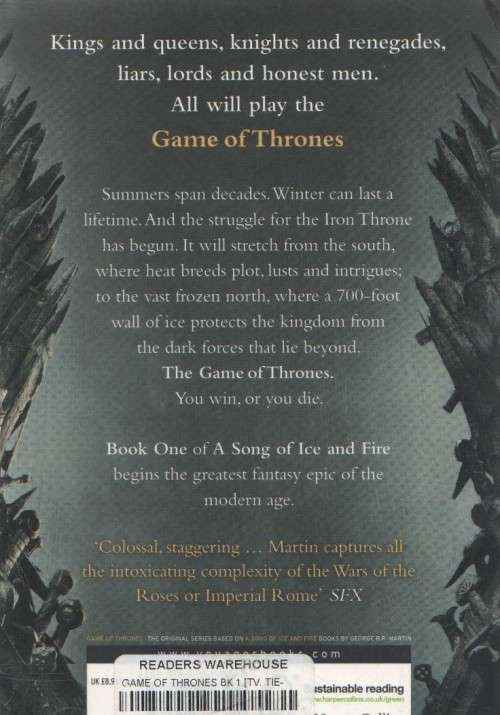 GAME OF THRONES, BOOK 1 OF A SONG OF ICE AND FIRE - GEORGE R R MARTIN (2011)
