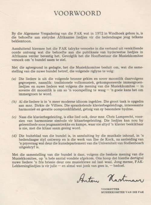 FAK LEKKERSING-LIEDJIES (1 STE UITGAWE 1976)