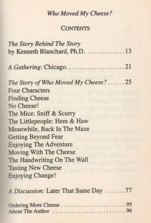 WHO MOVED MY CHEESE? - DR SPENCER JOHNSON (1999)