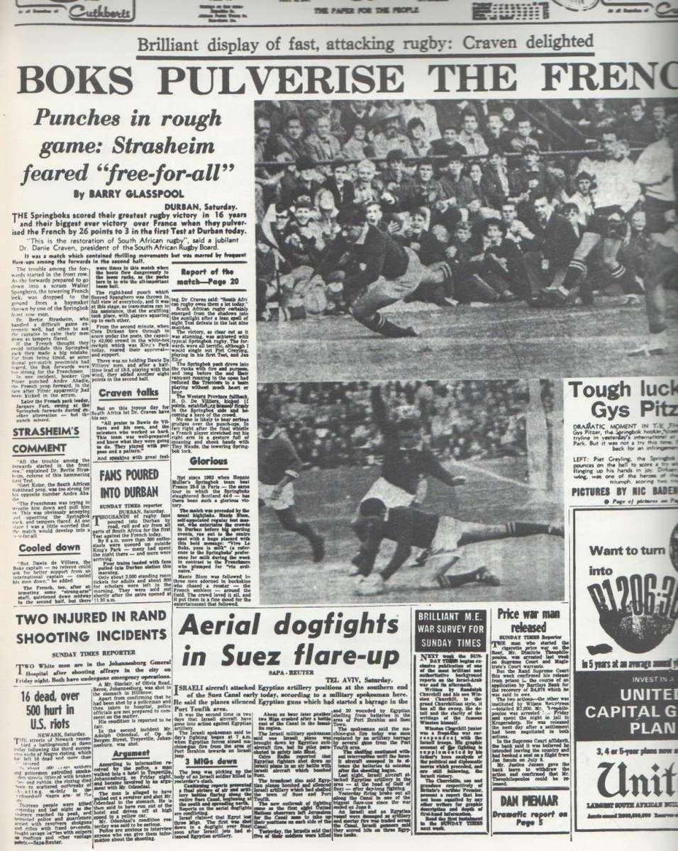 GREAT SPRINBOK RUGBY TESTS, 100 YEARS OF HEADLINES (1 ST EDITION 1989)