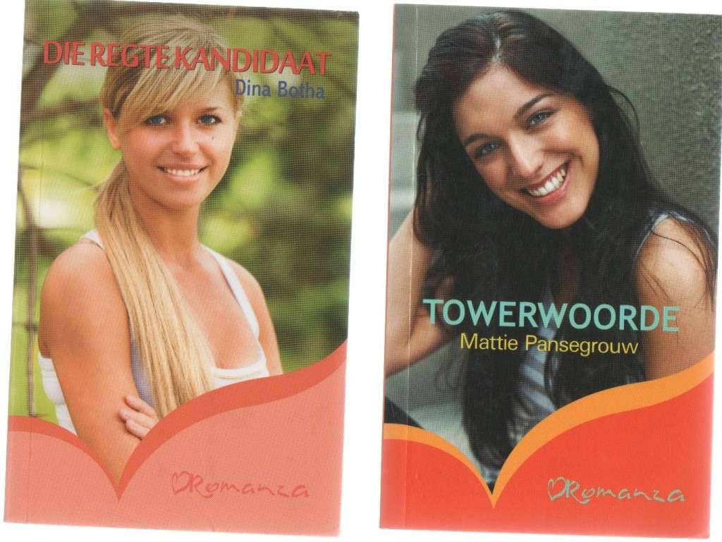VIER ROMANZA TITELS:  TOWERWOORDE, DIE REGTE KANDIDAAT, OLIE EN VUUR, LIEFDE VIR `N DROMER