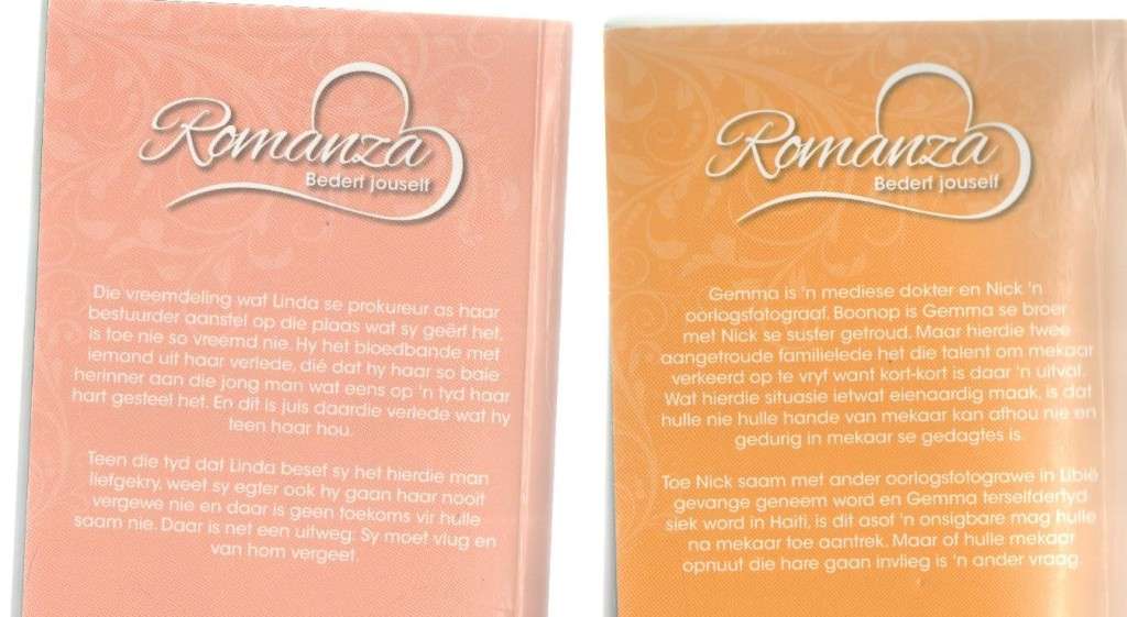 VIER ROMANZA TITELS: WANT DAAR`S SKOENLAPPERS, DIE HARTEBREKER, VERBY OMDRAAI, TROPIESE LIEFDE