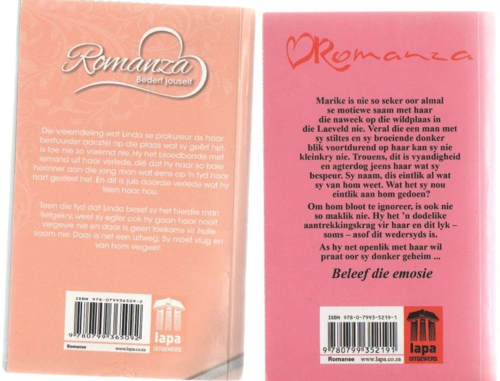 VIER ROMANZA TITELS: WANT DAAR`S SKOENLAPPERS, DIE HARTEBREKER, VERBY OMDRAAI, TROPIESE LIEFDE