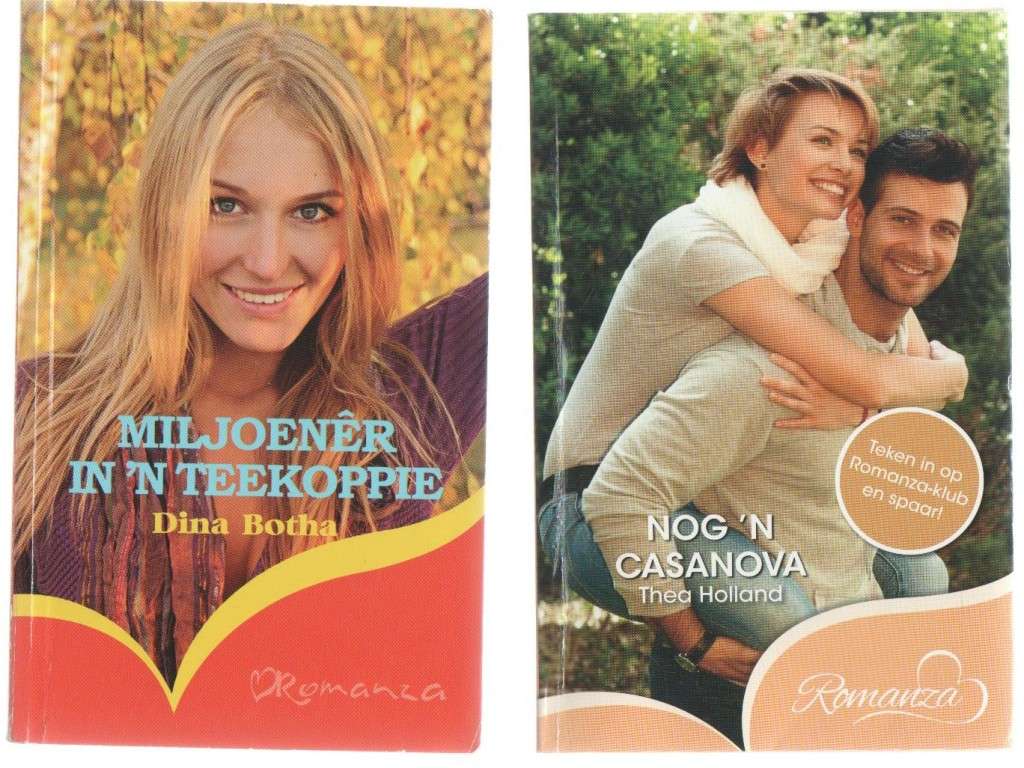 VYF ROMANZA TITELS: TUSSEN TWEE VURE, TOWERLIEFDE, NOG `N CASANOVA, MILJOENER IN `N TEEKOPPIE, REENB