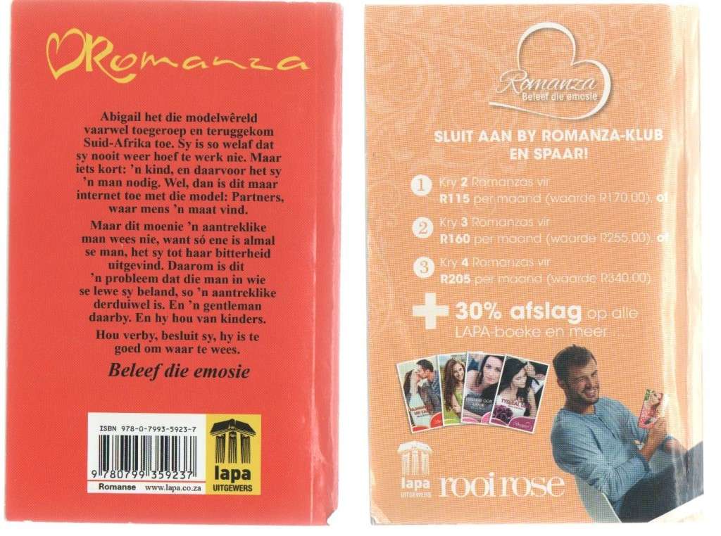 VYF ROMANZA TITELS: TUSSEN TWEE VURE, TOWERLIEFDE, NOG `N CASANOVA, MILJOENER IN `N TEEKOPPIE, REENB