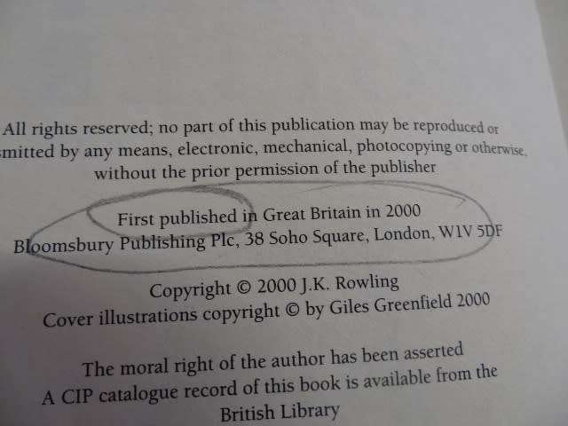 HARRY POTTER AND THE GOBLET OF FIRE - J K ROWLING (1 ST PUBLISHED 2000)