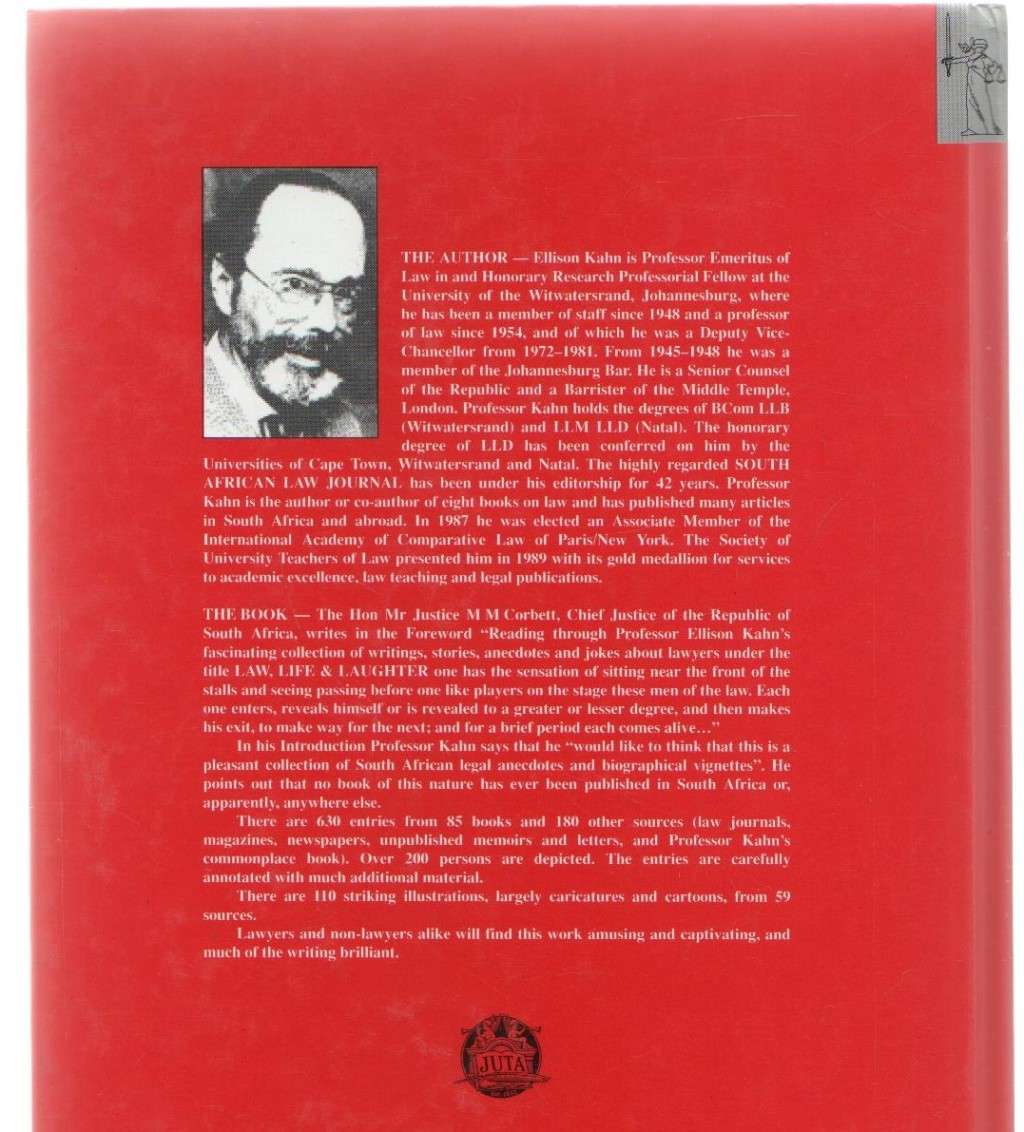 LAW, LIFE & LAUGHTER, LEGAL ANECDOTES & PORTRAITS - ELLISON KAHN (1 ST PUBL 1991)