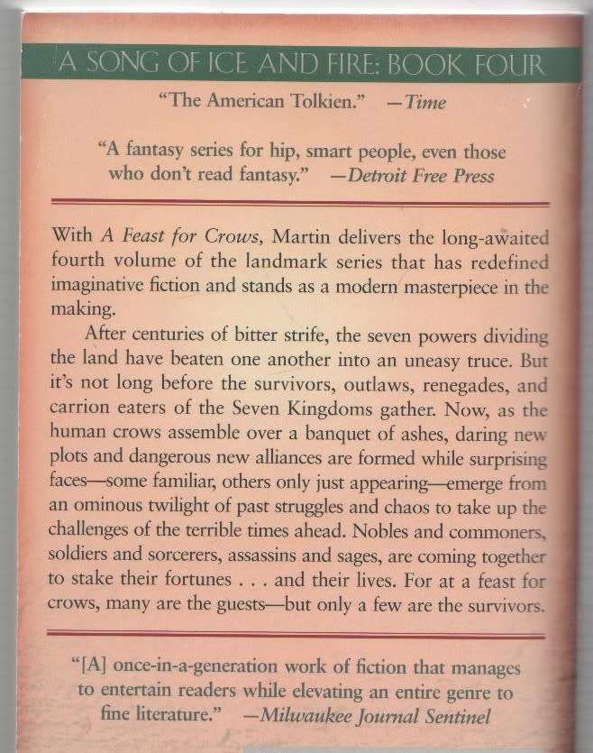 GAME OF THRONES A FEAST FOR CROWS - GEORGE R R MARTIN (2011) BOOK FOUR