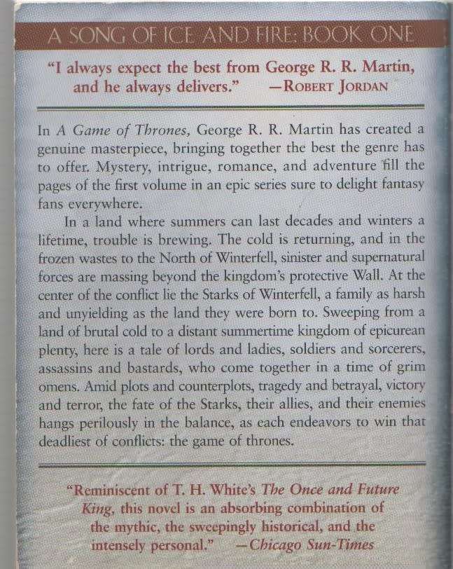 A GAME OF THRONES - GEORGE R R MARTIN (2011 - BOOK ONE)