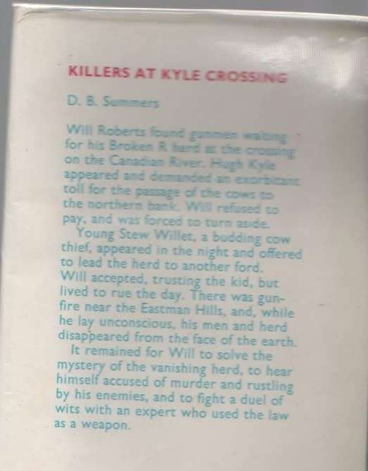 KILLERS AT KYLE CROSSING - D B SUMMERS (1 ST PUBLISHED 1972) WESTERN