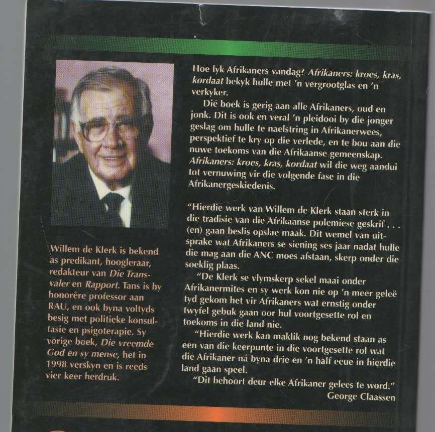 AFRIKANERS KROES KRAS KORDAAT - WILLEM DE KLERK