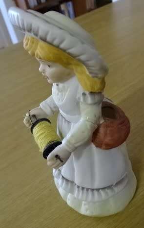 TWO BEAUTIFUL CERAMIC FIGURINES, THE OLD LADY AND THE SEAMSTRESS